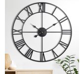 Relojes de pared grandes de 24 pulgadas para decoración de sala de estar, relojes de pared silenciosos que no hacen tictac, funciona con pilas, reloj de pared interior analógico decorativo de metal para cocina, dormitorio, decoración de oficina, manecilla
