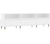 Mueble de TV madera contrachapada blanco brillo 150x30x44,5 cm
