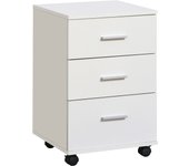 Vinsetto Cajonera Oficina con Llave y Ruedas con Freno 3 Cajones para Despacho y Hogar Cerradura Llaves Incluidas Moderna 40x40x61,5 cm Blanco