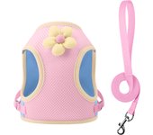 Mesh Harness Small Dog Lead Walking Flower Outdoor Reflective Vest-style Harness Color-blocked Breathable Pet Harness Leash