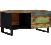 vidaXL Mesa de centro madera maciza mango y contrachapada 80x50x40 cm Madera clara, Marrón, Multicolor Mesita de Salón o Comedor o Auxiliar Mesa de Café Meuble Salón