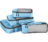 Organizador Para Maletas, Organizadores de Viaje, con Cremallera, Juego de 4 Bolsas, Grande, Gris