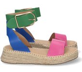 Davinia Shoes Sandalia Plana Mujer estilo Casual, con Yute, Pala Fina, Talon Abierto y Cierre de Pulsera con Hebilla en el Tobillo. Primavera Verano 2020 Shoes&Blues.es 1EC-0138-Fucsia