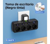 Enchufe Europeo Con 3 Salidas AC + 2 Puertos USB + 1 Tipo C Adaptador De Enchufe 6 En 1 Cargador De Pared Para Hogar Y Oficina