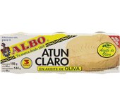 Albo -2 unidades -Atún Claro en Aceite de Oliva, 3 x 65 gr