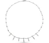 Inmaculada Romero Gargantilla Oro Blanco 18k Mujer Eslabones Ovalados Combinados Circonitas Colgantes