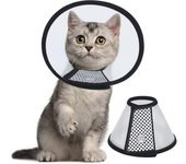 Collar Isabelino de Cono de Recuperación para Gatos, de plástico ligero, para Gatos Pequeños, Perros y Conejos (Negro-L)