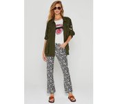 FIVE - Pantalón MAYLAN de Estampado de Cebra para Mujer - Diseño Cropped y Acampanado - Algodón con Elastano