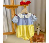 Newborn Baby Girl Romper Onesies and Bowknot Headband Set Princess Doll Collar Bodysuit One Piece Baju Bayi