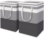 Juego de 2 cestas de ropa plegables grandes con asas de fácil transporte, impermeables y asas extendidas para guardar y transportar ropa sucia.