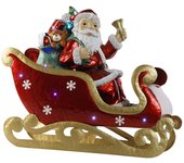 Trineo Led Metal 64X26X60 Papanoel Rojo, Decoracióna de navidad para todos los hogares, Navidad Tradicional
