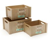 Juego de Cajas Decorativas Versa Madera (3 Piezas)