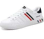 Men's Casual Sports Shoes for Men Lightweight PU Leather Sneakers  Breathable Mens Flat WhiteTennis Shoes