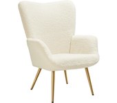 Tectake - Sillón Hygge orejero de estilo escandinavo, Butaca de salón tapizada, Tejido de borreguito bouclé, Tejido Corderoy fino, Tejido Corderoy ancho, Sillón lectura con respaldo ergonómico, ideal como mueble de salón, Topes en patas, capacidad 150 kg