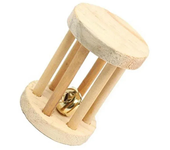 Cute Rabbit Roller Toys Natural Wooden Pine Dumbells Unicycle Bell Chew Toys for Guinea Pigs Rat Small Pet Molars Supplies