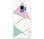 Funda compatible con Samsung Galaxy S9 - mármol colores franja dorada