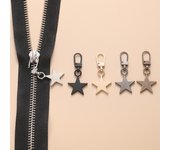 Paquete de 5 tiradores de cremallera de estrella de metal, de instalación rápida, desmontables para bolsos, chaquetas y maletas.