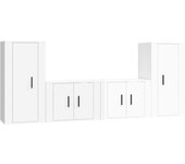 Mueble TV combinadoSet de muebles de TV 4 pzas madera contrachapada blanco brillo
