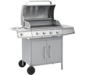 vidaXL Barbacoa Grill de Gas 4+1 Quemadores  Lateral Parrilla Color Negro y plateado,  Negro,  Plateado y mas
