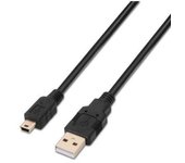 Cable USB 2.0 Aisens A101-0024/ USB Macho - MiniUSB Macho/ Hasta 2.5W/ 60Mbps/ 1m/ Negro