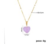 1 Pcs Romantic Candy Colored Love Copper Pendant Stainless Steel Chain Combination Of Temperament Peach Heart Necklace