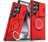 Slide Camera Protection Case for Samsung Galaxy S24 S23 S22 S21 Ultra Plus FE Magnetic 360° Rotating Ring Stand Cover