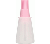 CHEFZOCO Bote dispensador aceite con cepillo silicona, Dispensador de Aceite con Pincel de Silicona, Botella Aceite con Brocha, Longitud 125 mm, Plástico cepillo silicona, Capacidad 60 ml (Rosa)