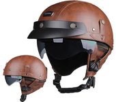 Motorcycle Helmet Retro PU Four Fashion Helmet Ride Half Scooter Helmet Motorcycle For Men And Women