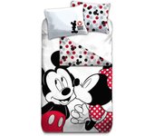 Funda nórdica para cama de 90cm de Mickey y Minnie Mouse  140x120cm incluye una funda almohada/cojín reversible de 63x63cm REG86535