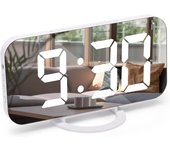Reloj despertador digital, despertador de Mesita de Noche, despertador sin Tictac, despertador with Pantalla LED regulable, despertador USB para dormitorio, color Blanco