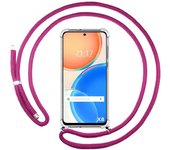 Funda Colgante Transparente para Huawei Honor X8 con Cordon Rosa Fucsia