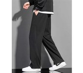New Ice Silk Wide Leg Pants for Men, Loose and Comfortable, Student Casual Pants, Trendy Straight Leg Floor Pants