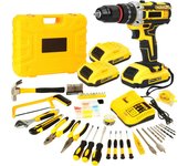 Taladro Atornillador Inalámbrico 21V Profesional - Kit Completo con 120 Accesorios, Portabrocas Metálico 3/8", 25+3 Velocidades, Función Impacto, 2x Baterías 2.0Ah y Cargador Rápido - Par Máximo 45Nm para Bricolaje/Coches/Hogar