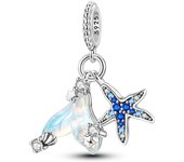 Ocean Series 925 Silver Luminous Shell Pearl Fishtail Tortoise Charms Beads Fit Pandora 925 Original Bracelets Fine DIY Jewelry
