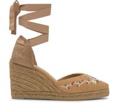 Castañer Alpargatas Joyce de mujer con el icónico bordado en lino by ETRO y cuña de 9cm