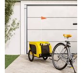 vidaXL Remolque bicicleta mascotas hierro tela Oxford amarillo negro