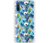 Funda compatible con Xiaomi Mi 9 - Patron flores y plumas azules