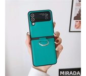For Samsung Galaxy Z Flip 5 4 3 Phone Case Luxury Pu Leather Hard Plastic Back Cover5G Case with Ring