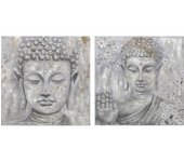 Cuadro DKD Home Decor 100 x 2,4 x 100 cm Buda Oriental (2 Unidades)