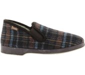Wamba Confortable Zapatillas de casa a cuadros con interior de borreguito y elásticos laterales. Marca de Calzados Victoria 202002