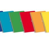 Enri 4º tapa dura cuaderno espiral 4x4 con margen - 80 hojas - tapa dura resistente - cuadriculado 4x4 con margen - espiral de alta calidad (5 uds)