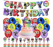 30 piezas de decoraciones para fiestas de Dandy's World, juego de accesorios para fiestas de cumpleaños con pancarta de feliz cumpleaños, globos y decoración para tartas.