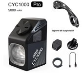 CYCLAMI CYC 1000 Lumens GoPro Hanging Bike Head Light Ultra Bright Wireless Remote Front Lamp MTB Road Cycle Black Pro Headlight