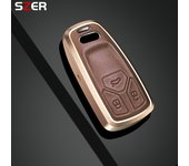 Metal Leather Car Remote Key Case Cover Shell For Audi A4 B9 A5 A6 8S 8W Q5 Q7 4M S4 S5 S7 TT TTS TFSI RS Protector Fob Keyless