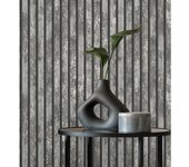 Muestra DIN A4 de Papel pintado efecto listones de madera envejecida con detalles metalizados - Oslo Lattes 682387 de GAULAN