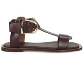 Sandalias planas para mujer Bibi Lou Sunny de cuero marrón con hebilla 901 Z10AA
