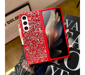 Rhinestone Glitter Sequins Trim Phone Case for Samsung Galaxy Z Fold 6 5 4 3 5G Soft TPU Frame Shockproof Back Cover for Fold6