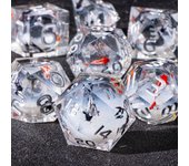 7PCS Sharp Resin Dice Set Liquid Core Dice & Sharp Edge Role Playing Games Dice,Gold foil resin dice