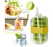 Cubitera 2 en 1 sin contacto, con tapa y recipiente, ideal para el verano, bandeja vertical fácil de abrir para café y zumo congelados (blanco, 800 ml)