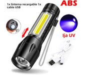 Mini UV Torch LED Rechargeable Flashlight Portable USB Charging Flashlight High Power Bank Camping Waterproof Long Range Lantern